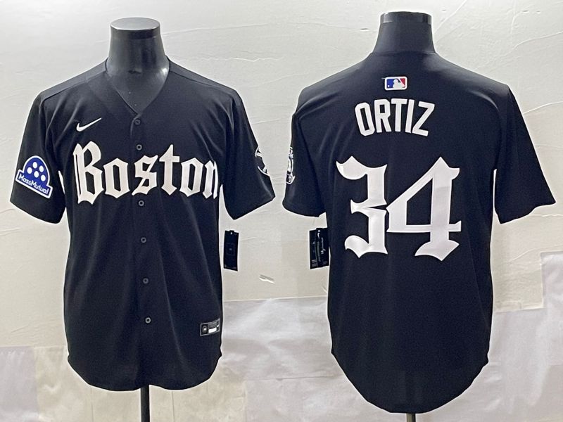 Men 2025 Boston Red Sox #34 Ortiz Black Five generations Joint Name Nike MLB Jersey style 17->boston red sox->MLB Jersey